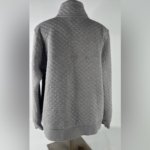 Patagonia Quilted Pullover in Light Gray with Rust Trim woman’s L - Picture 2 of 7